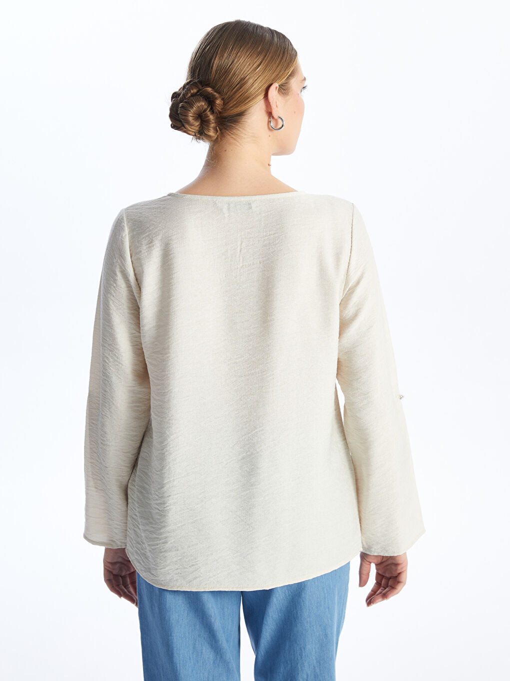 Crew Neck Regular Long Sleeve Women's Blouse -S48461Z8-FXP