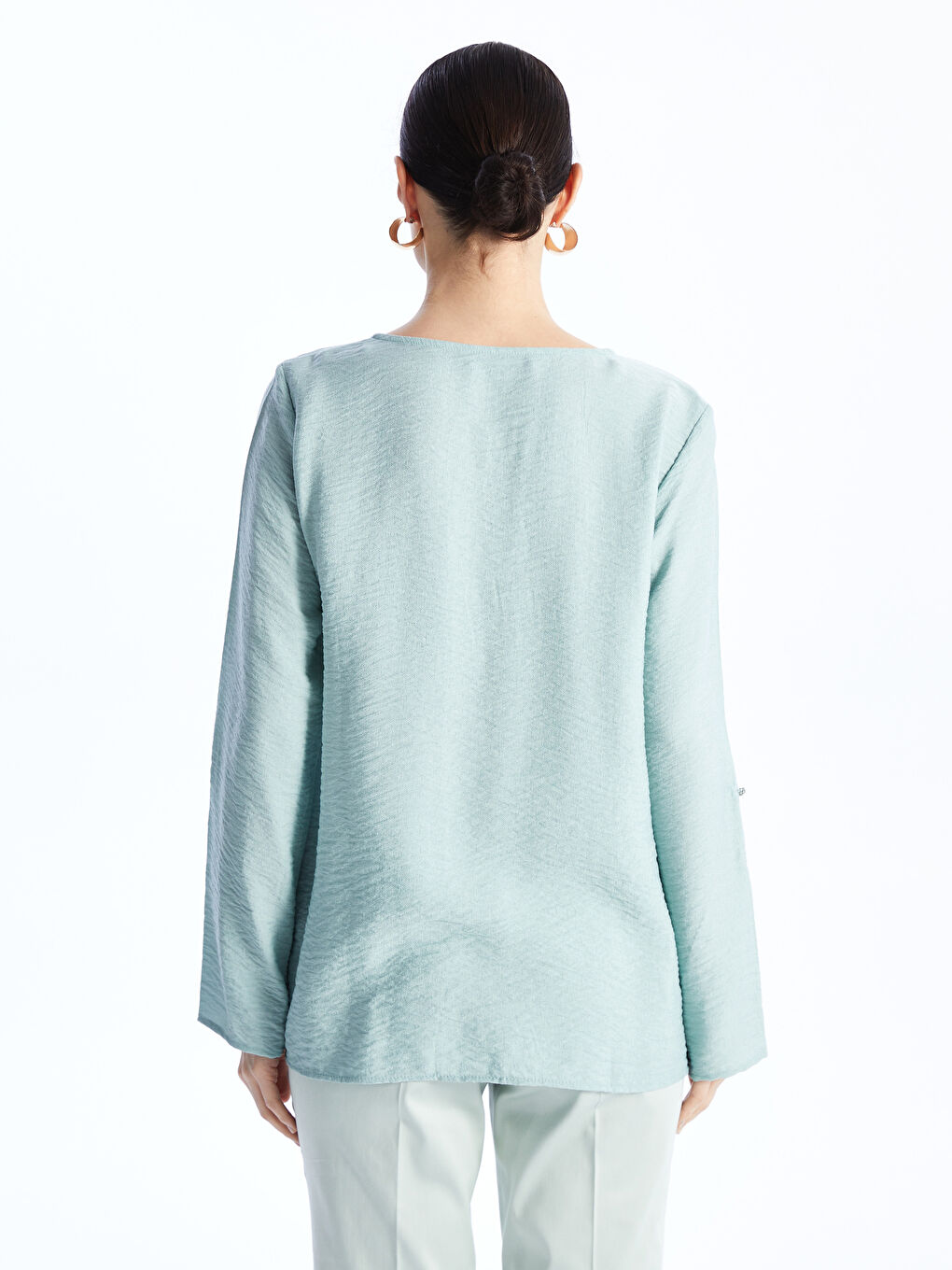 LCW Grace Crew Neck Plain Long Sleeve Women's Blouse -S48461Z8-GBZ