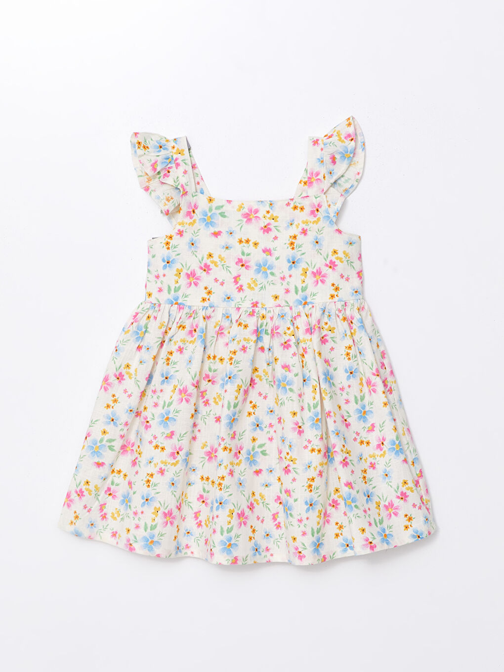 Square Collar Strappy Floral Baby Girls' Dress