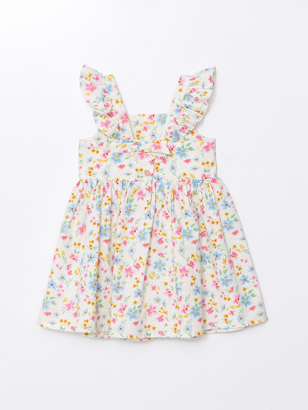Square Collar Strappy Floral Baby Girls' Dress-1