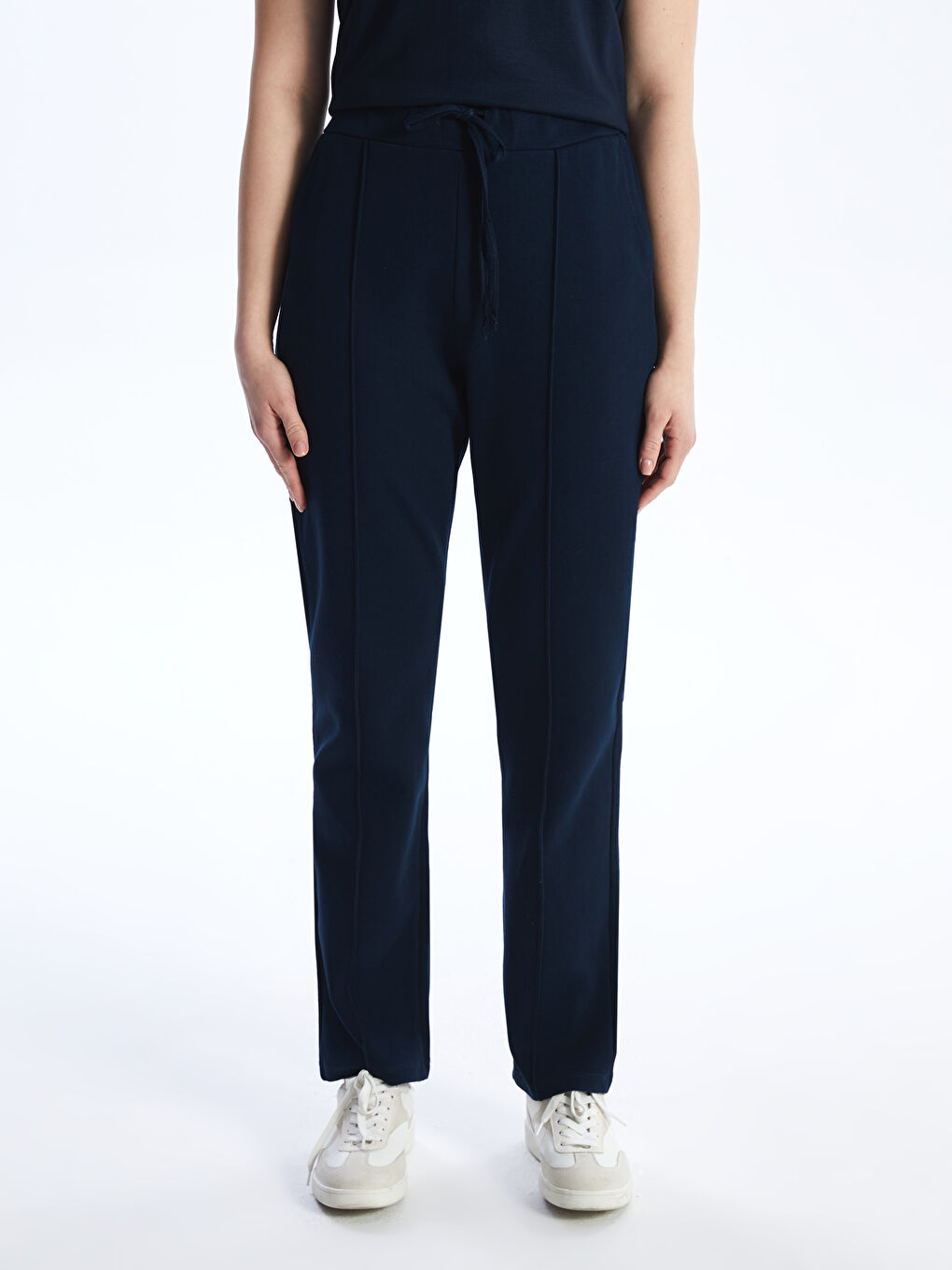 Lacivert Kadın Beli Lastikli Düz Eşofman Altı-4