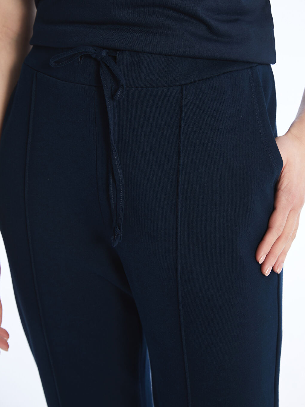 Lacivert Kadın Beli Lastikli Düz Eşofman Altı-8