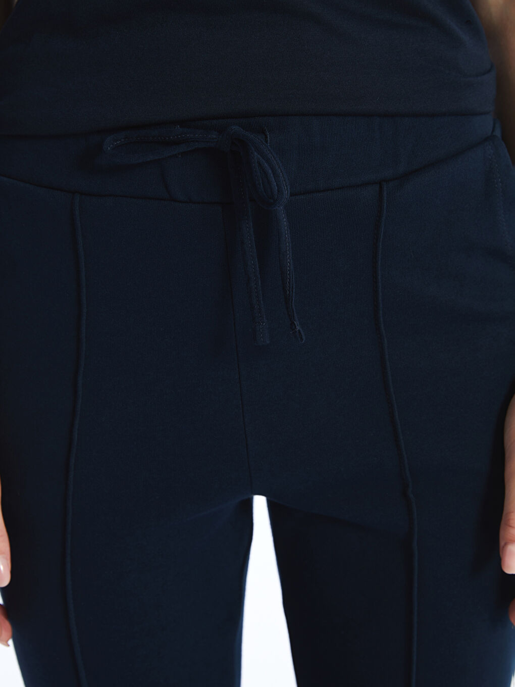 Lacivert Kadın Beli Lastikli Düz Eşofman Altı-3