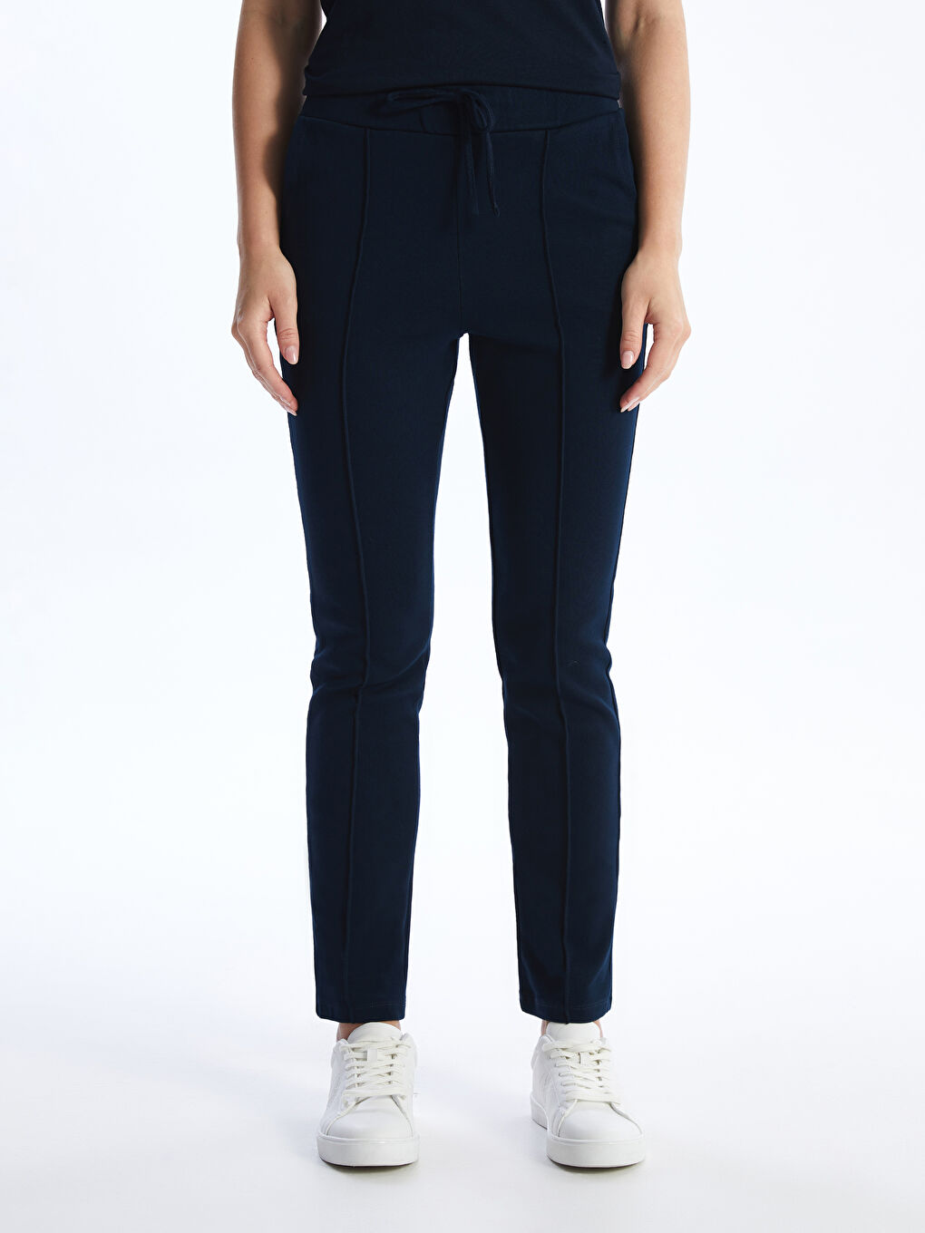 Lacivert Kadın Beli Lastikli Düz Eşofman Altı-5