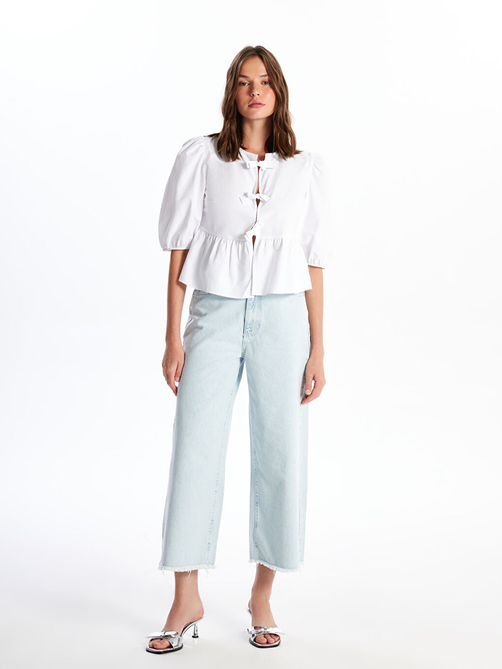 High Waist Wideleg Women's Jean Trousers -S48480Z8-S1D