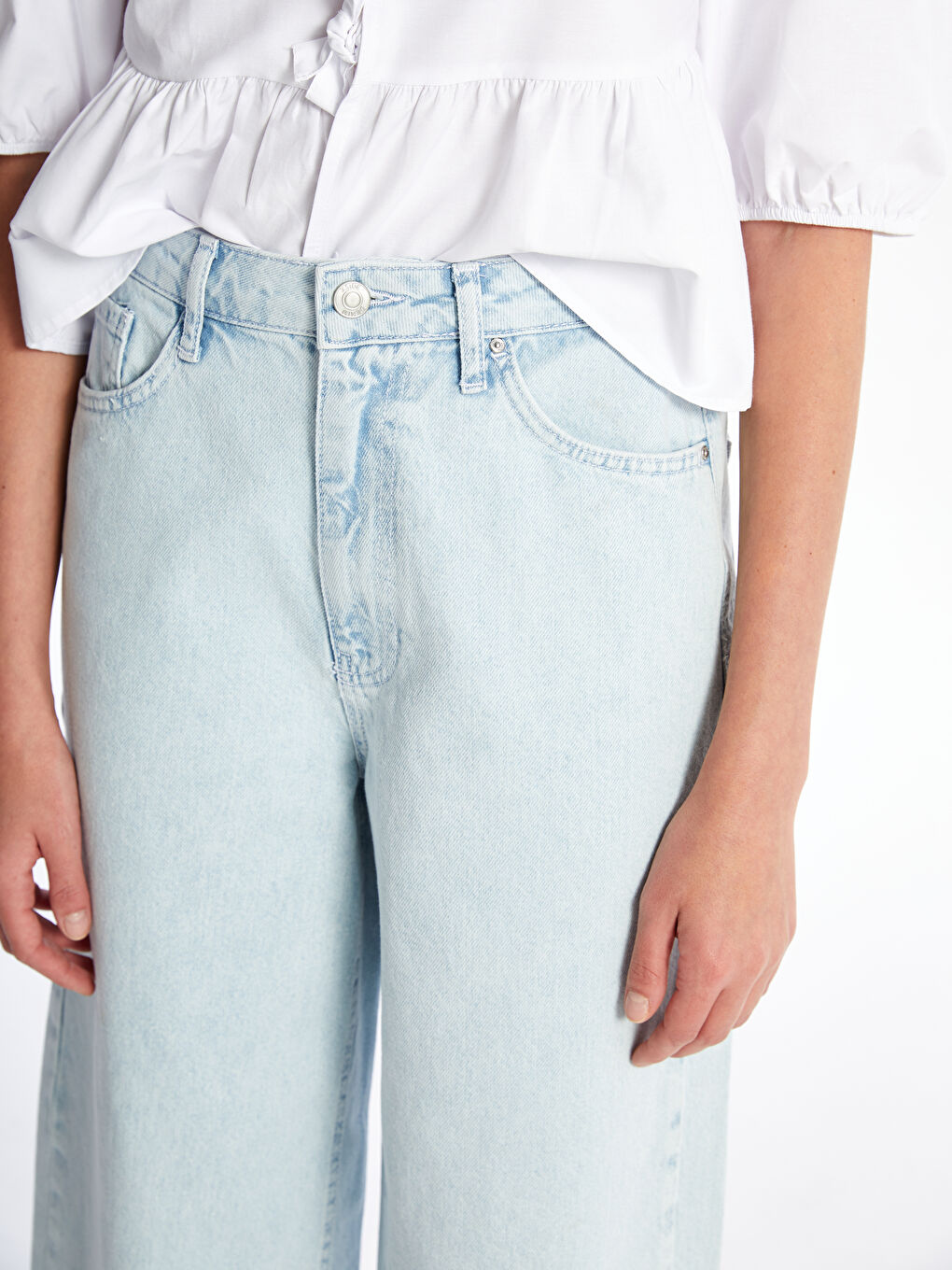 High Waist Wideleg Women's Jean Trousers -S48480Z8-S1D