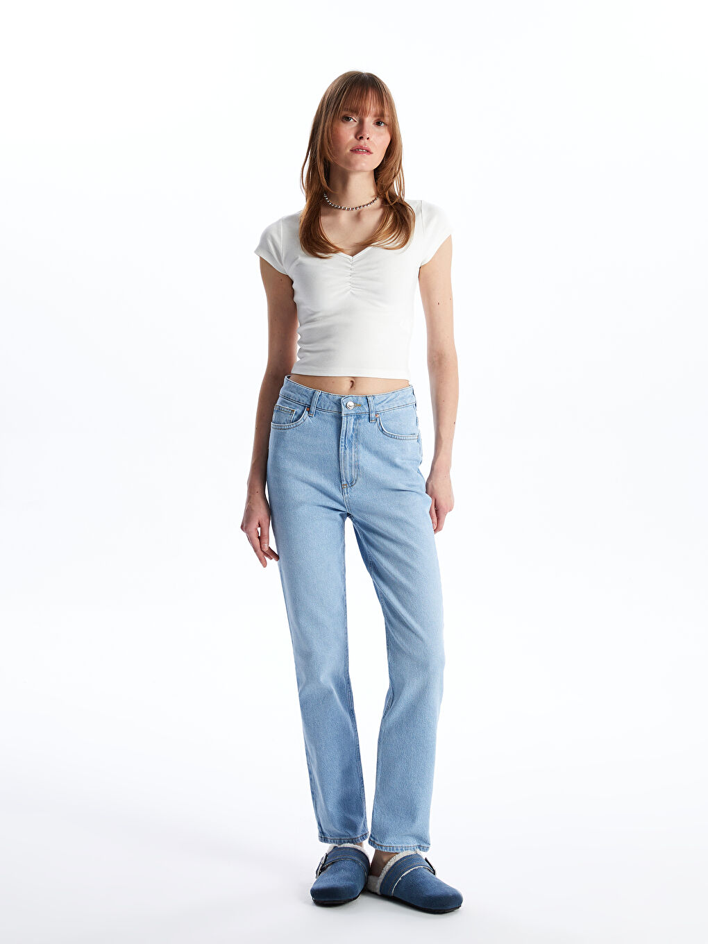Straight Fit Women's Denim Trousers -S48503Z8-S54