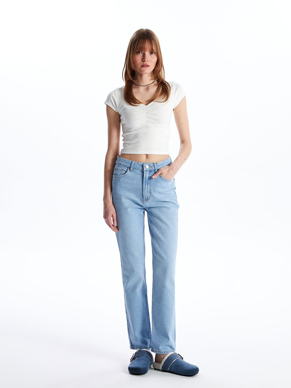 Straight Fit Women's Denim Trousers -S48503Z8-S54