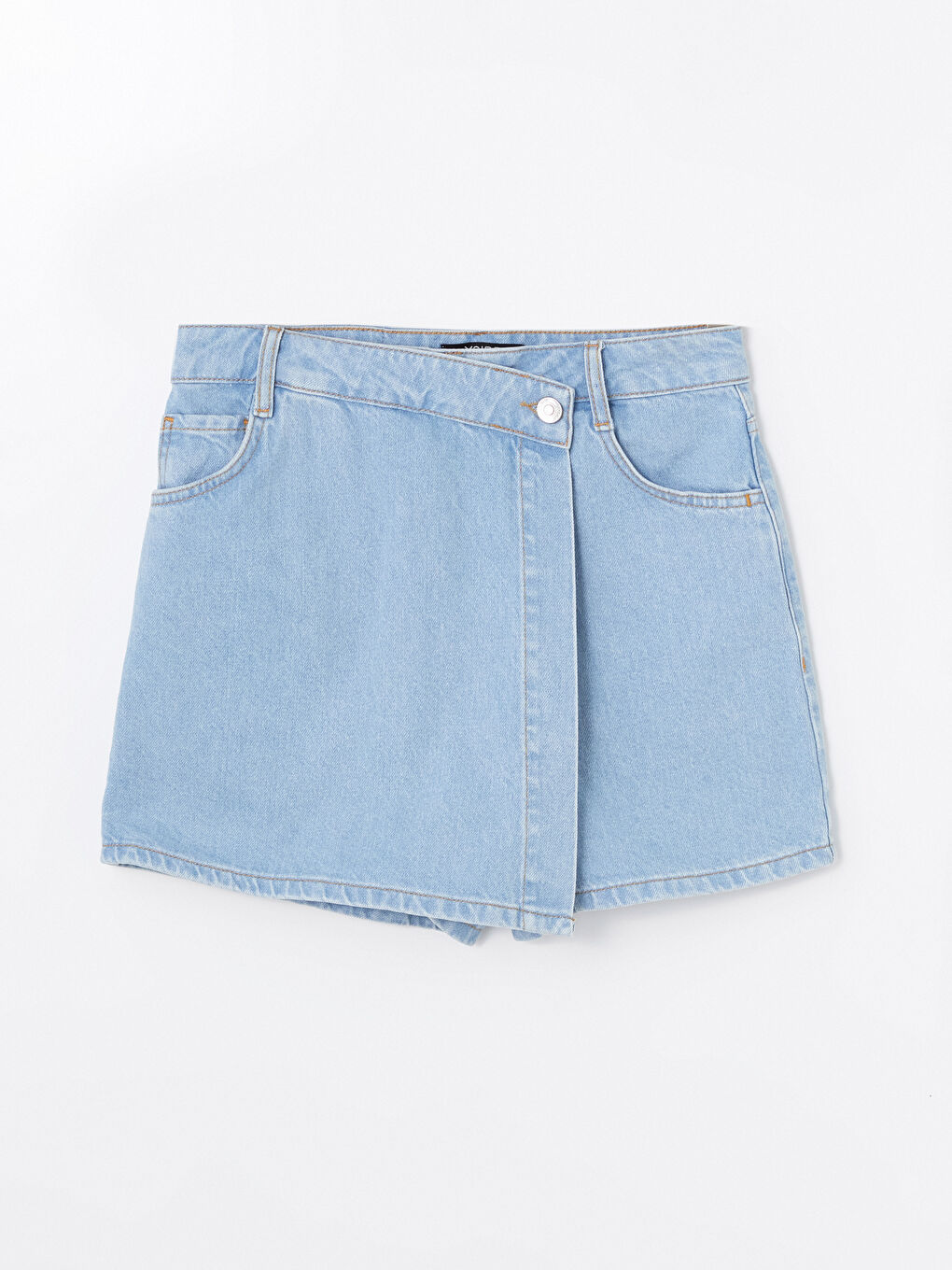 Fustă Scurtă Tip Pantaloni Scurți din Denim Simpli Slim Fit pentru Femei-4