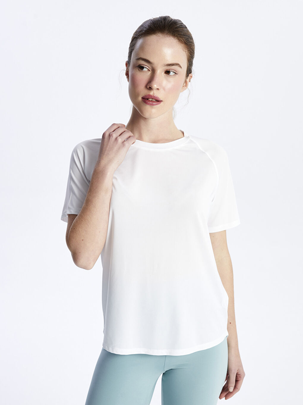 Crew Neck Reflective Printed Short Sleeve Women's Sports T-Shirt -S48522Z8-R9J