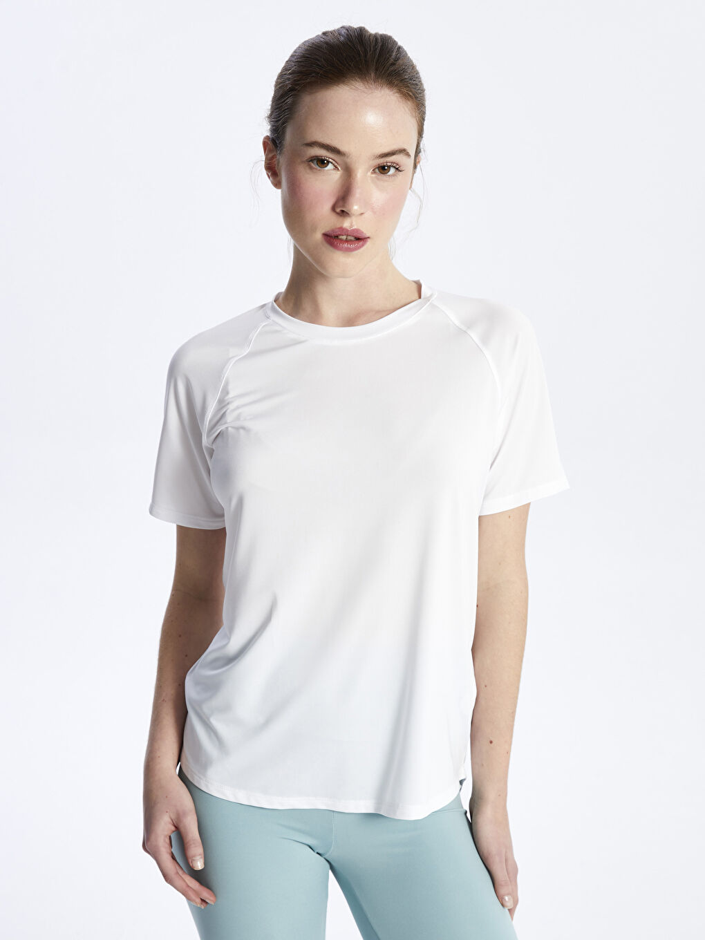 Crew Neck Reflective Printed Short Sleeve Women's Sports T-Shirt -S48522Z8-R9J