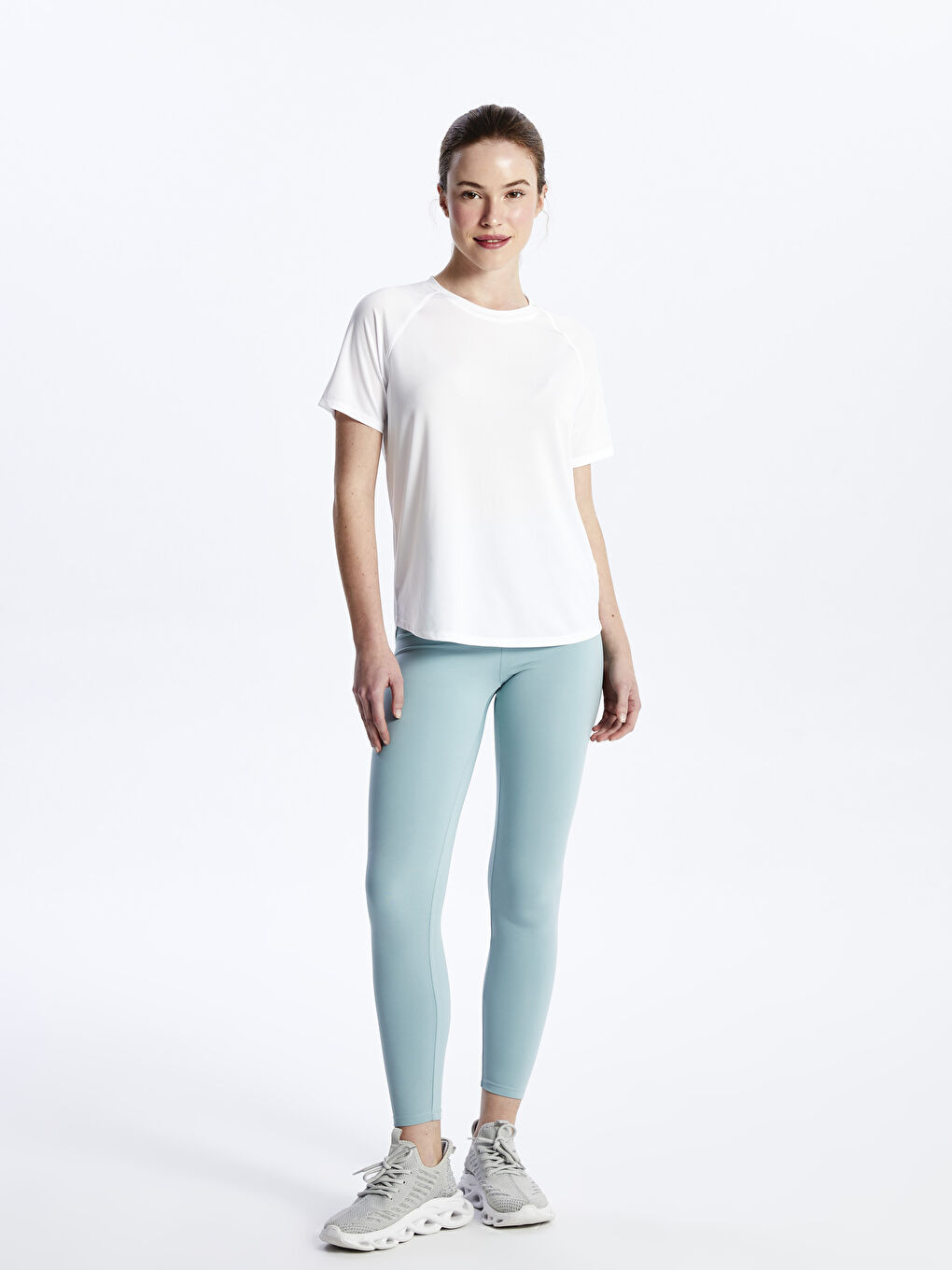 Crew Neck Reflective Printed Short Sleeve Women's Sports T-Shirt -S48522Z8-R9J