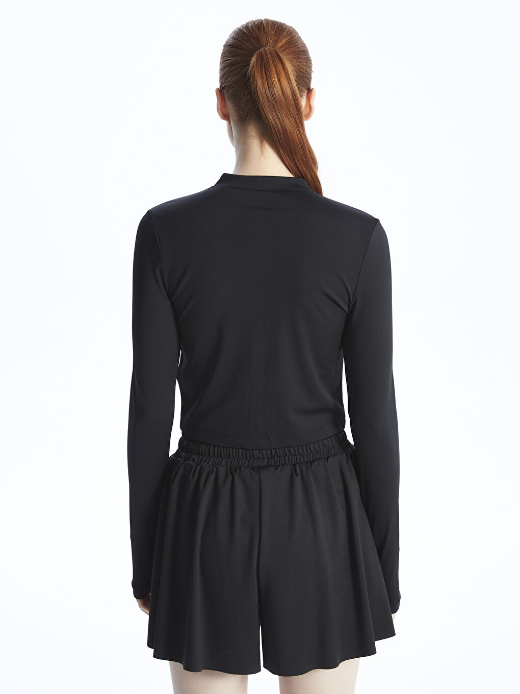 Crew Neck Crop Women's Zip-Up Sweatshirt-4