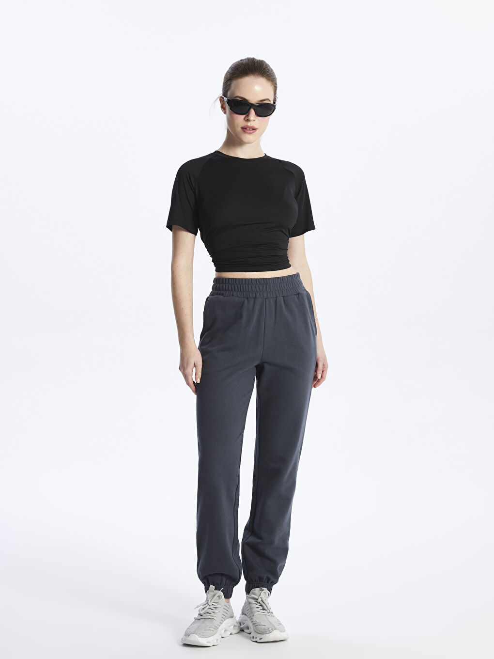 Women's Elasticated Waist Plain Jogger Sweatpants