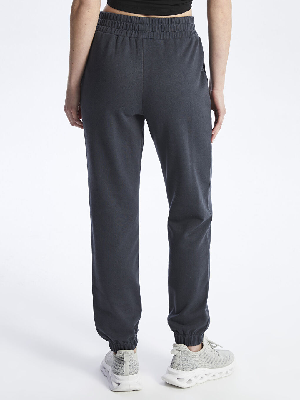 Women's Elasticated Waist Plain Jogger Sweatpants-4