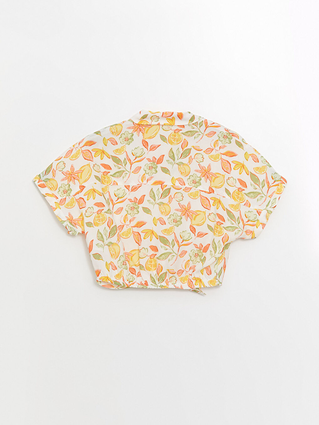 LCW Kids Ekru Desenli Kısa Kollu Kız Çocuk Crop Gömlek - 2