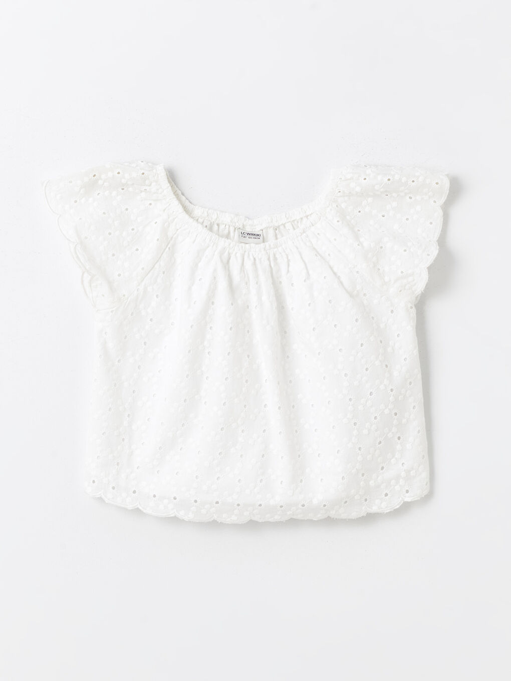 Boat Neck Scallop Detailed Girl's Crop Blouse -S48585Z4-Q6K