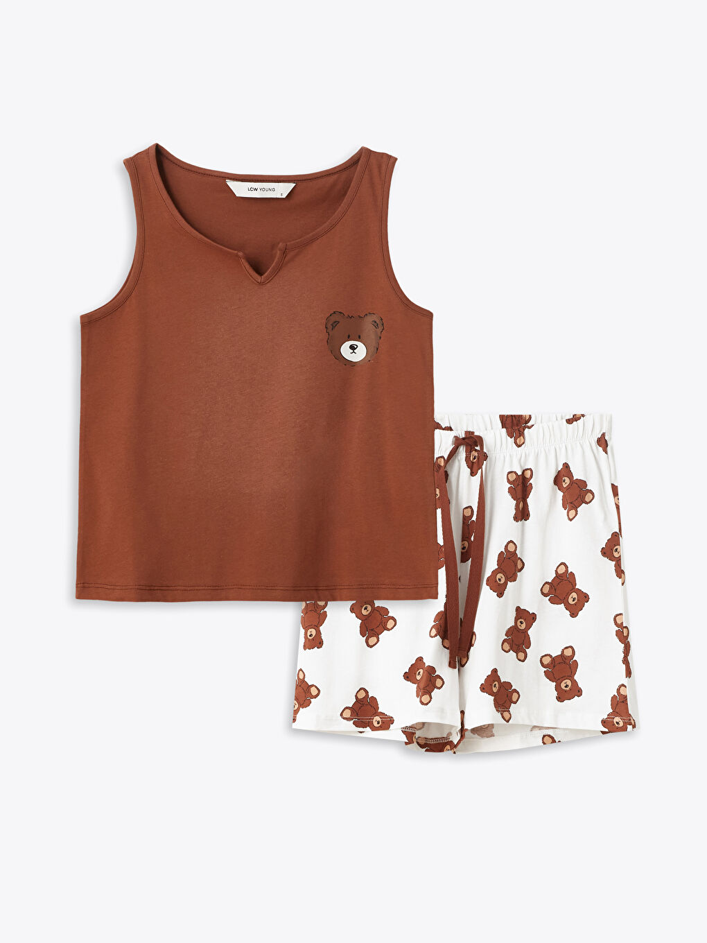Notch Neck Printed Women's Shortie Pyjama Set -S48602Z8-LRA