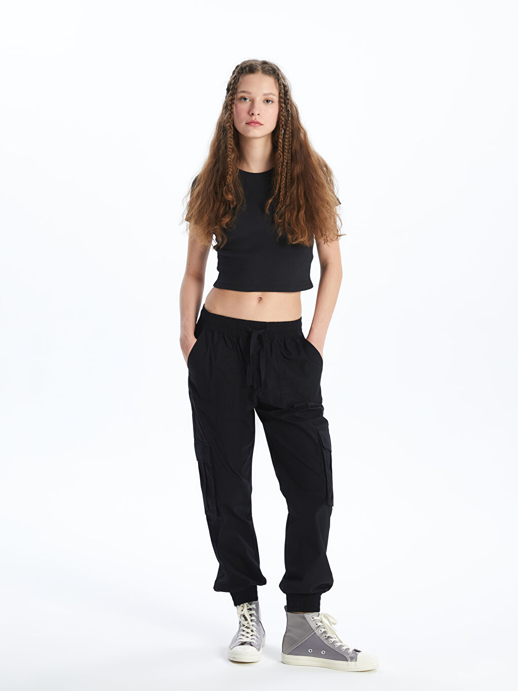 Elasticated Waist Jogger Women's Cargo Trousers -S48654Z8-CVL