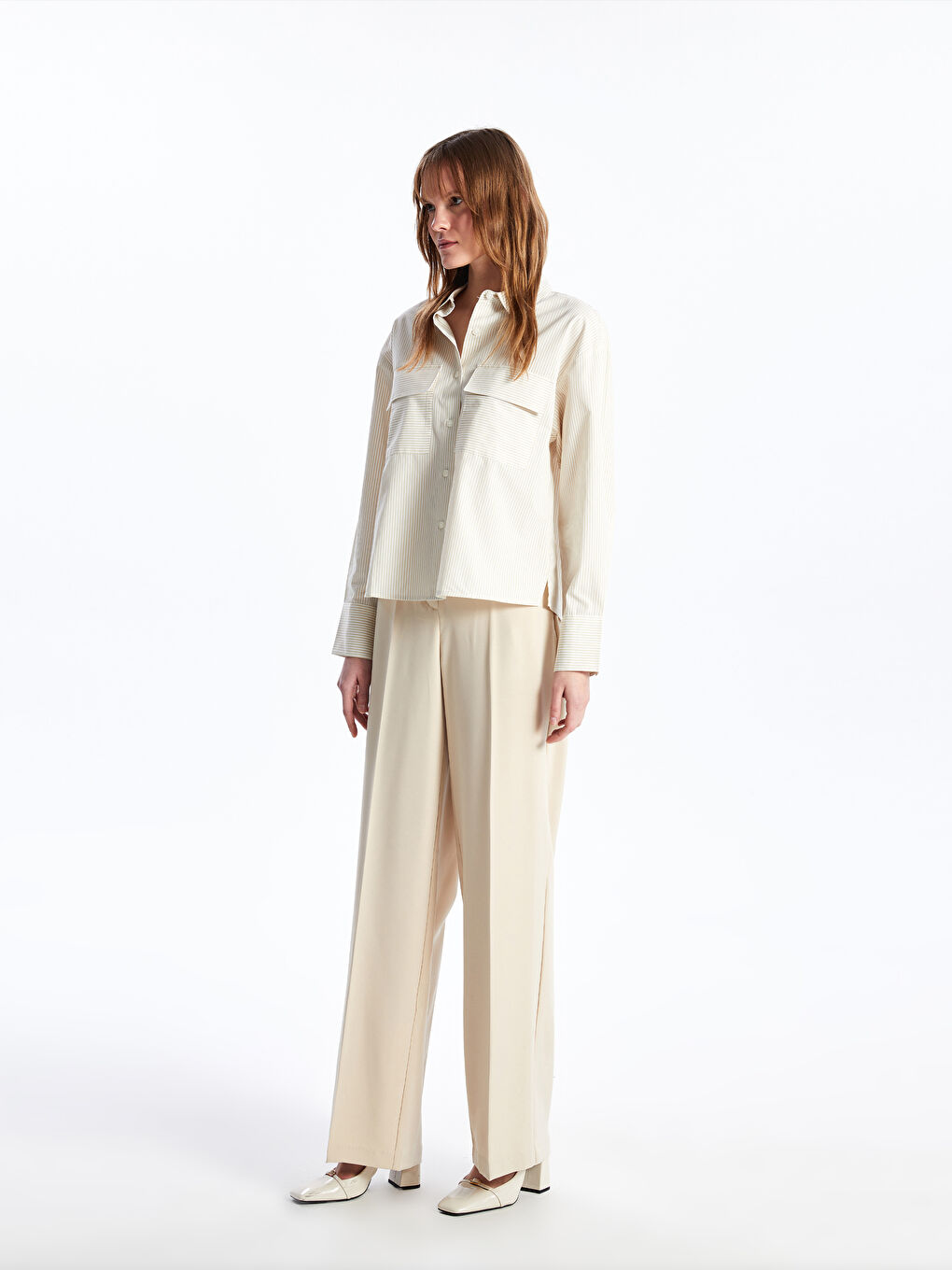 Широкие женские брюки стандартного кроя-1