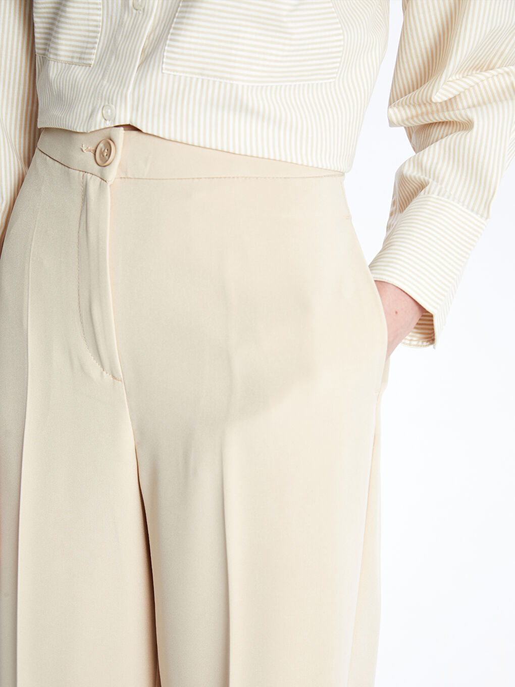 Широкие женские брюки стандартного кроя-2