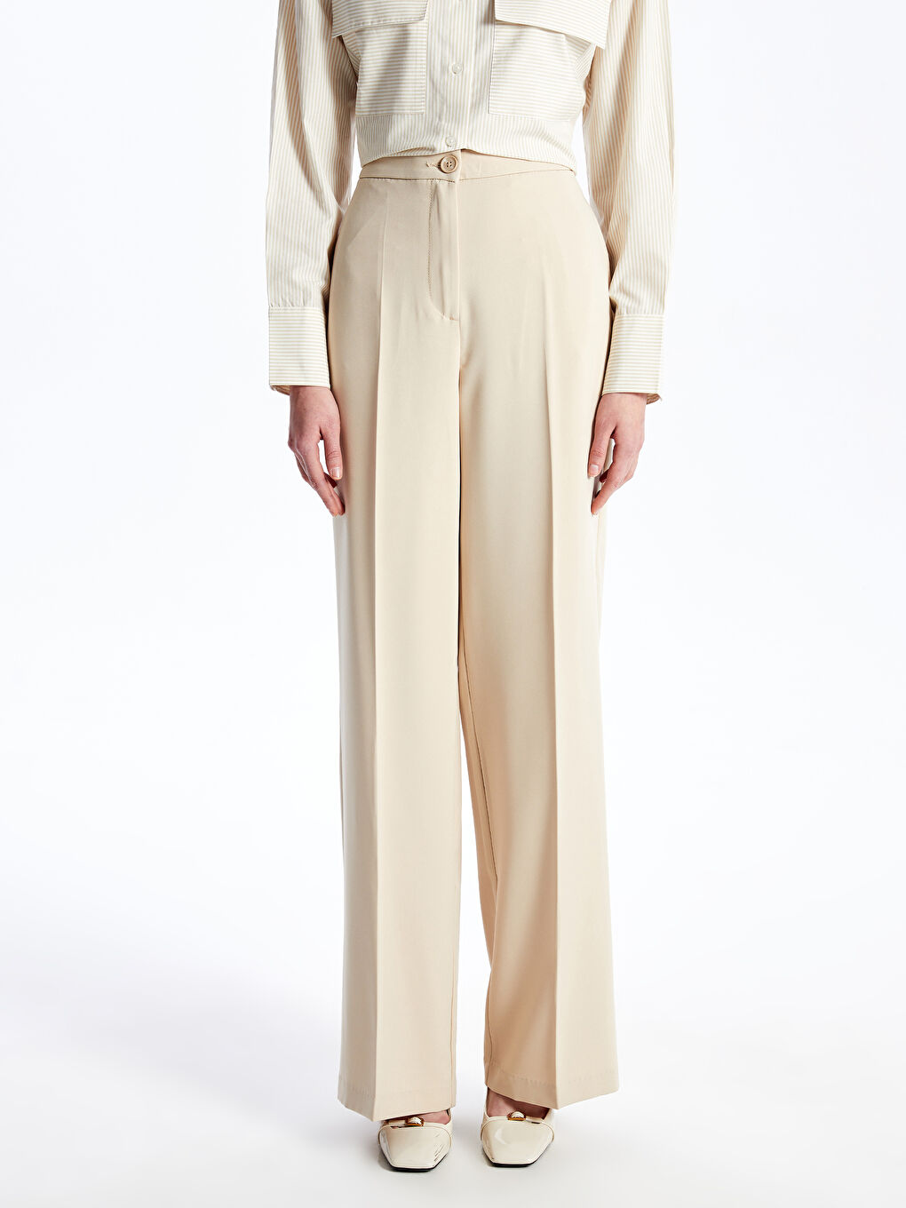 Широкие женские брюки стандартного кроя-3