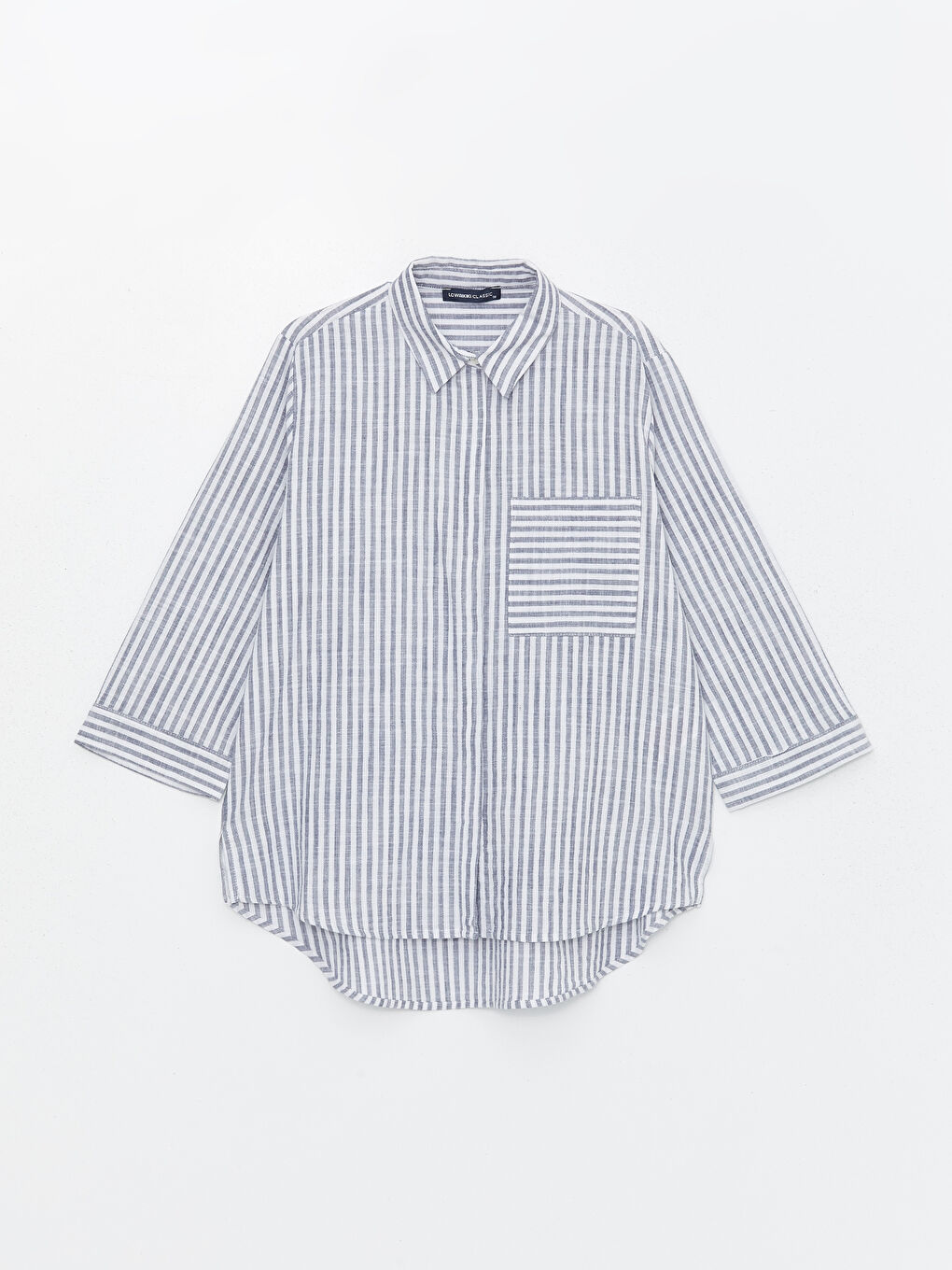 Mavi Çizgili Kadın Gömlek-5