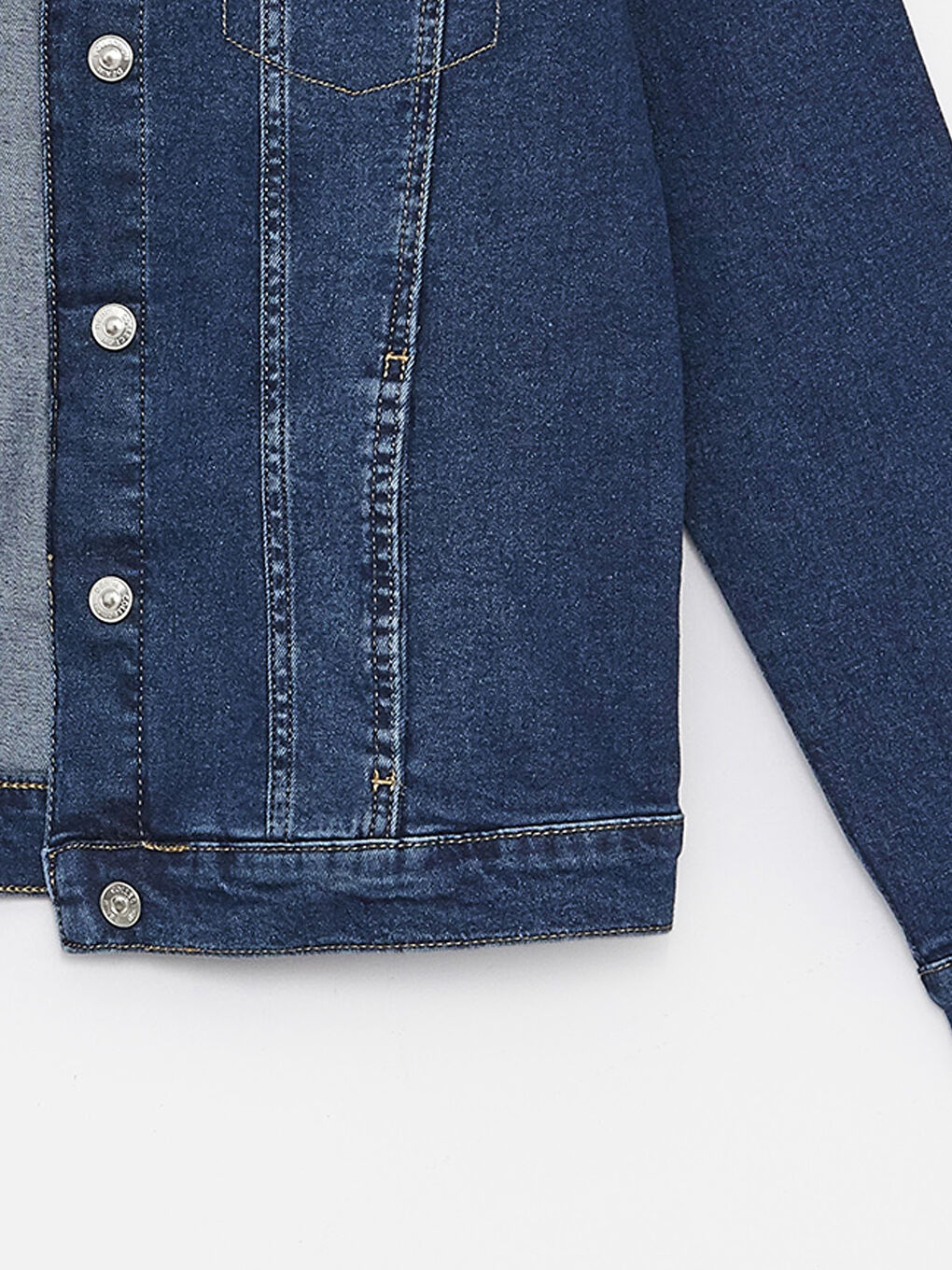 İndigo Gömlek Yaka Kadın Jean Ceket-6