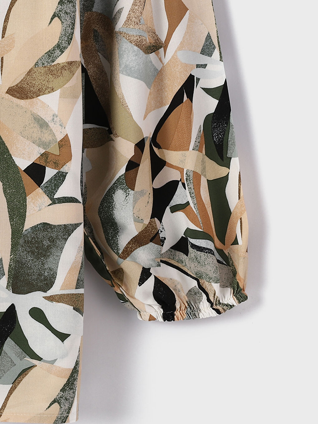 Tie Neck Patterned Long Sleeve Women's Blouse-3