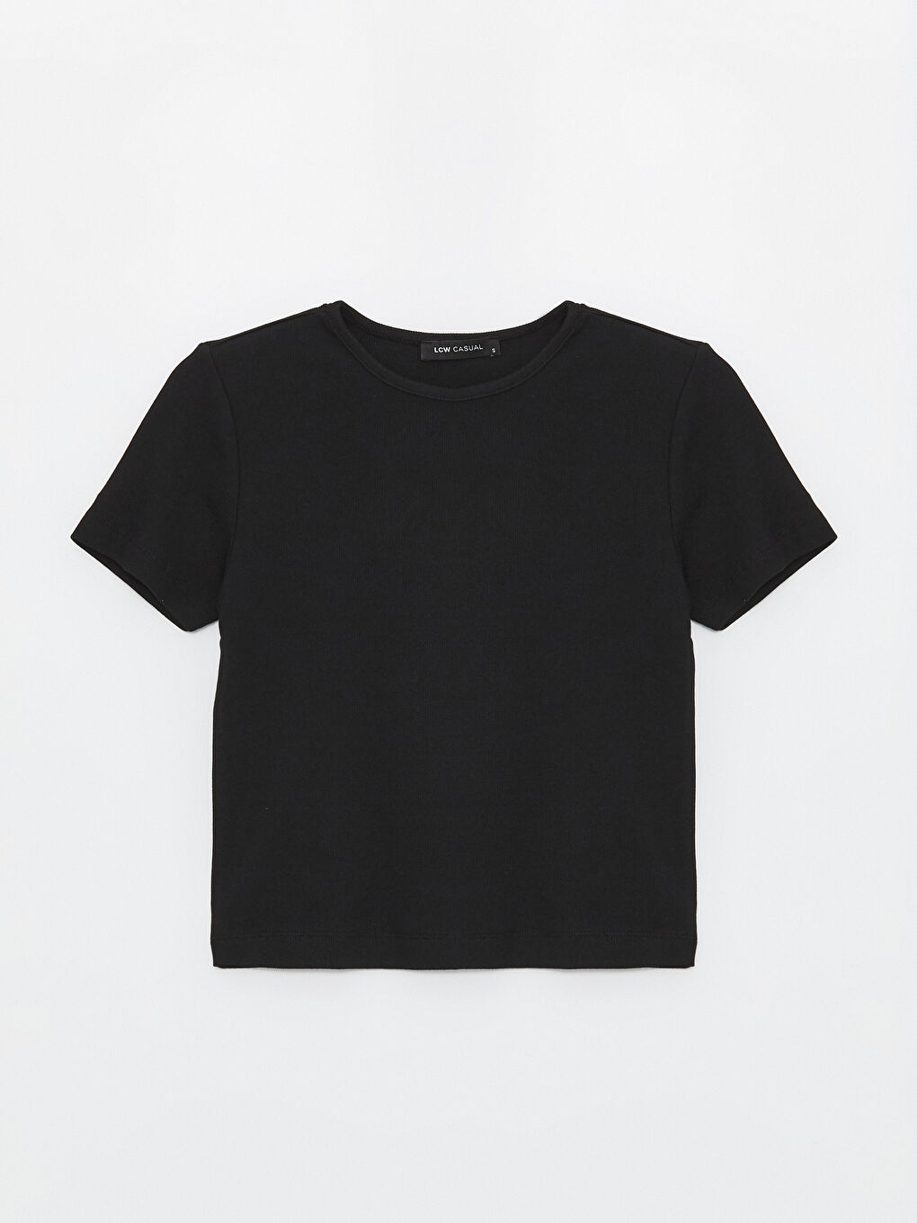 Crew Neck Plain Short Sleeve Women's Crop -S48694Z8-CVL