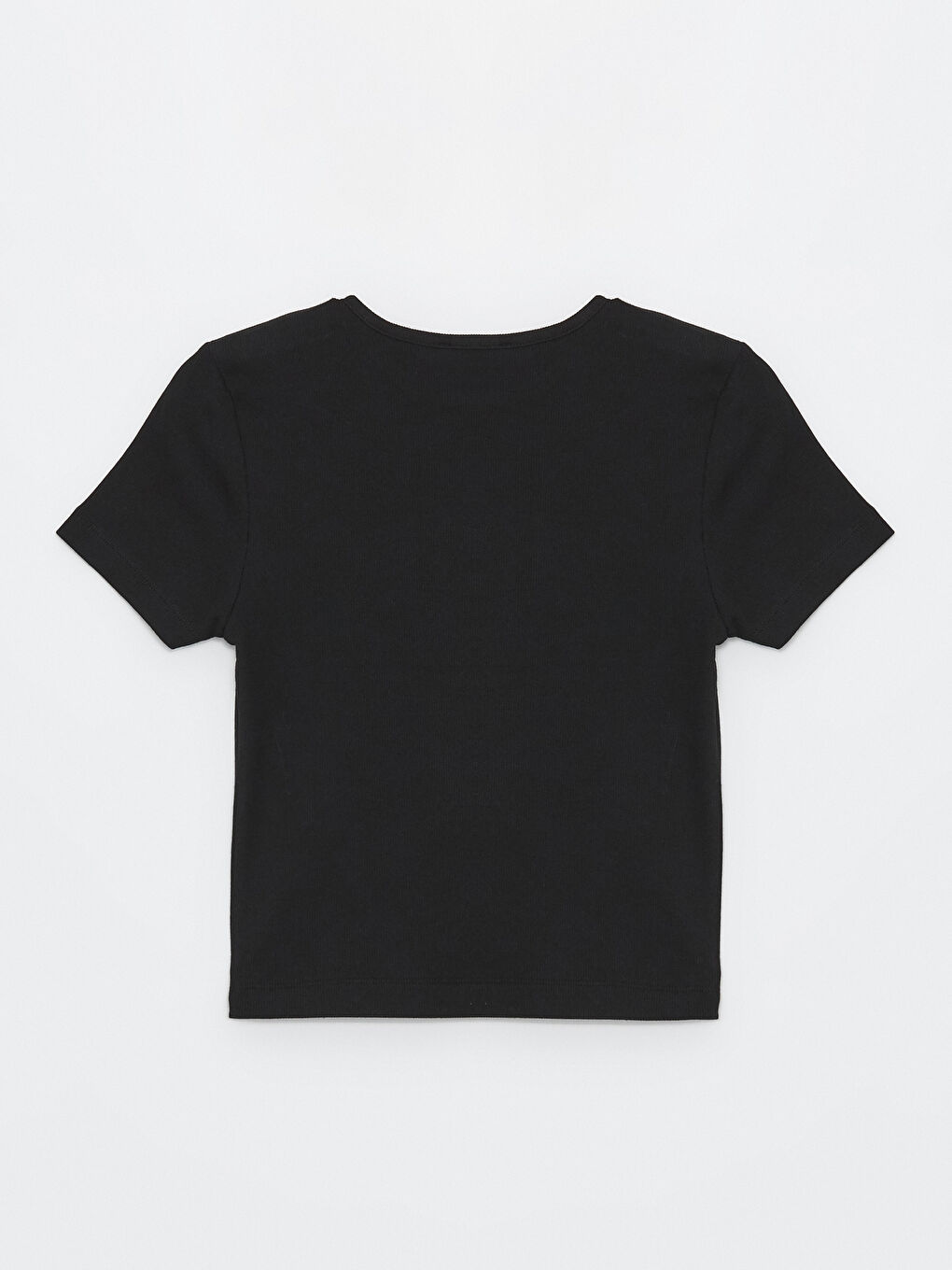 Crew Neck Plain Short Sleeve Women's Crop -S48694Z8-CVL