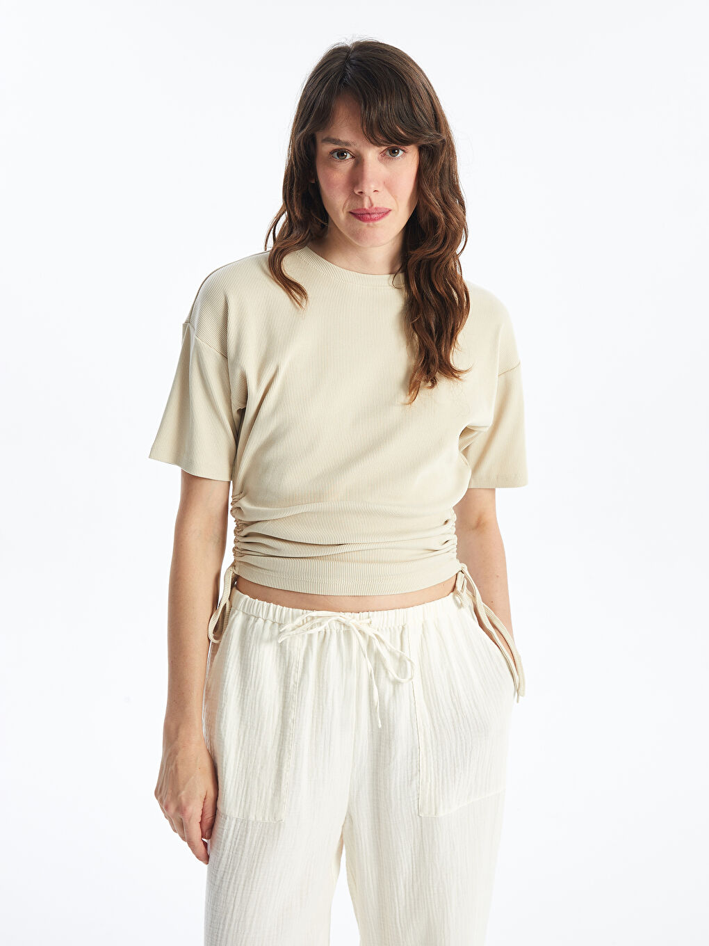 Crew Neck Plain Short Sleeve Women's T-Shirt -S48699Z8-G7K