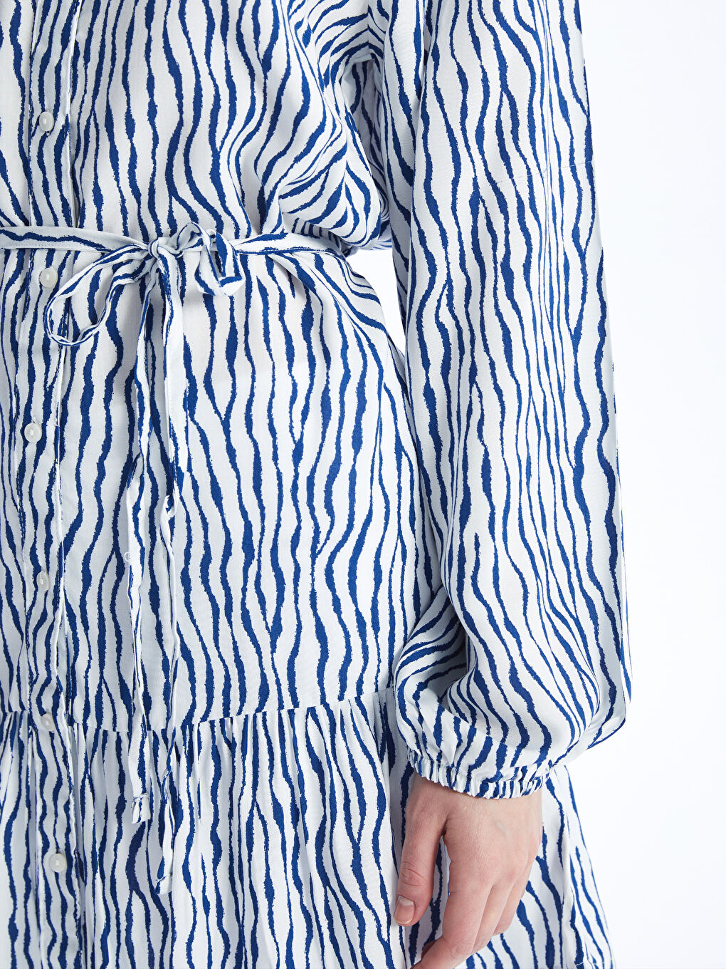 Дөңгелек жағалы өрнекті әйелдерге арналған жейде туника-3