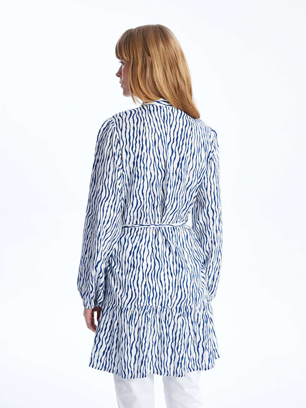 Дөңгелек жағалы өрнекті әйелдерге арналған жейде туника-4