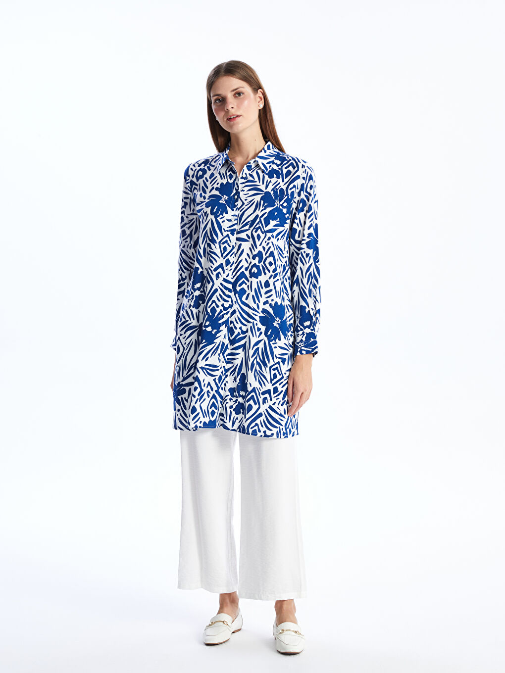 Patterned Women's Shirt Tunic -S48706Z8-LSJ
