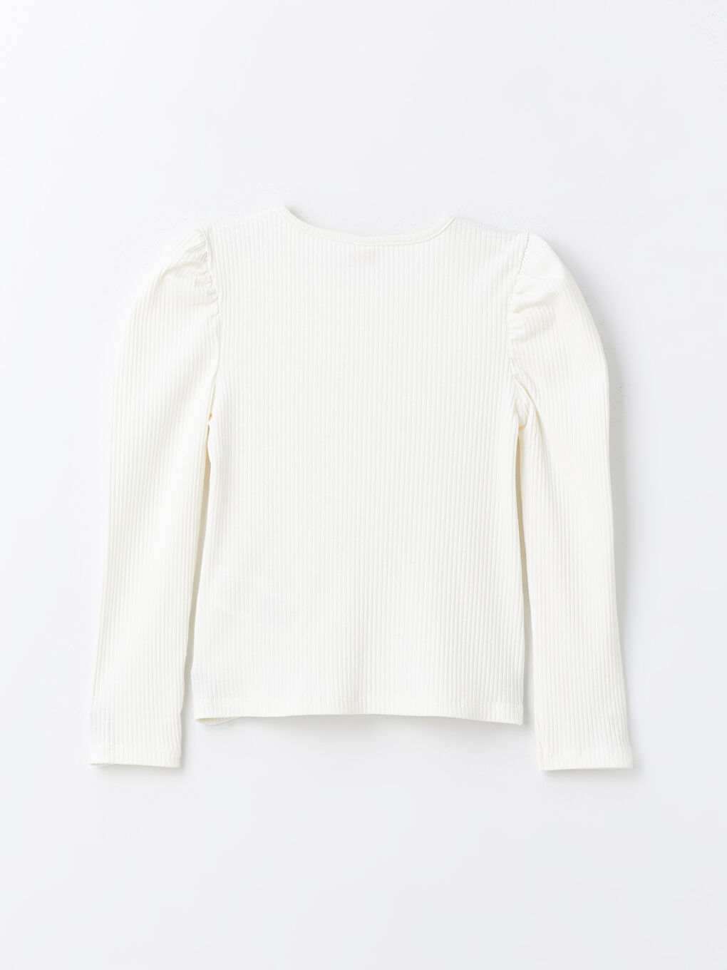 Crew Neck Embroidered Long Sleeve Girl's Crop T-Shirt -S48710Z4-FRC