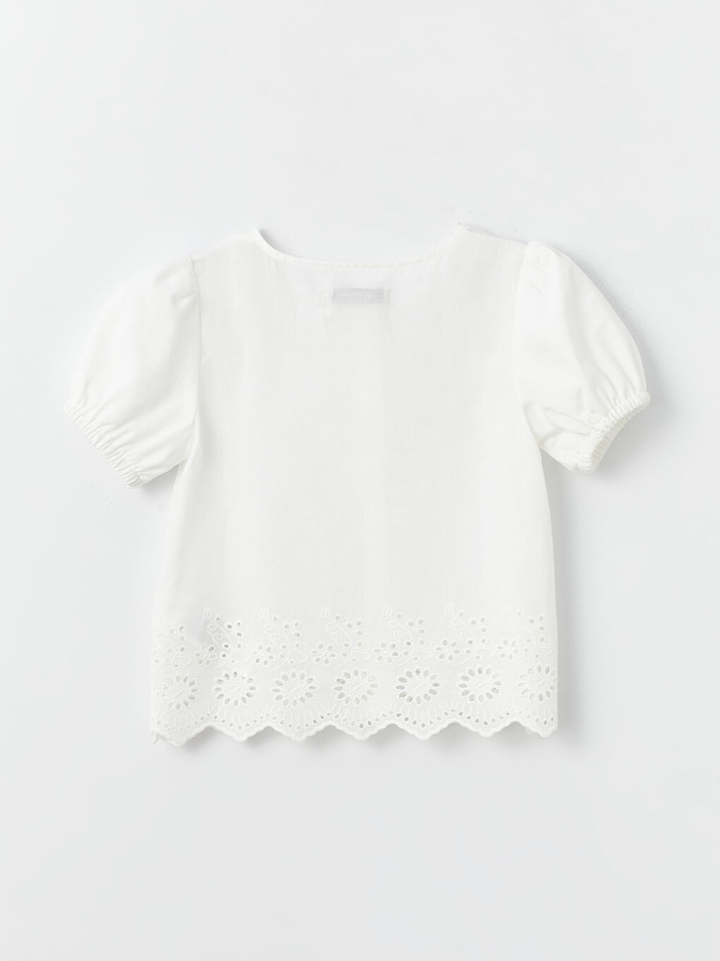 Crew Neck Broderie Detailed Short Sleeve Girls' Shirt -S48720Z4-R9J
