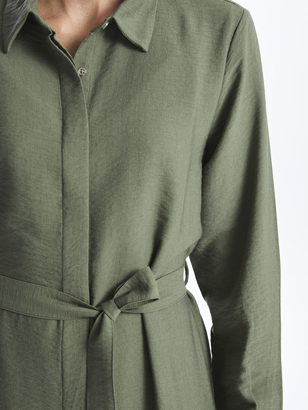 Rochie cămașă simplă cu mânecă lungă pentru femei-4