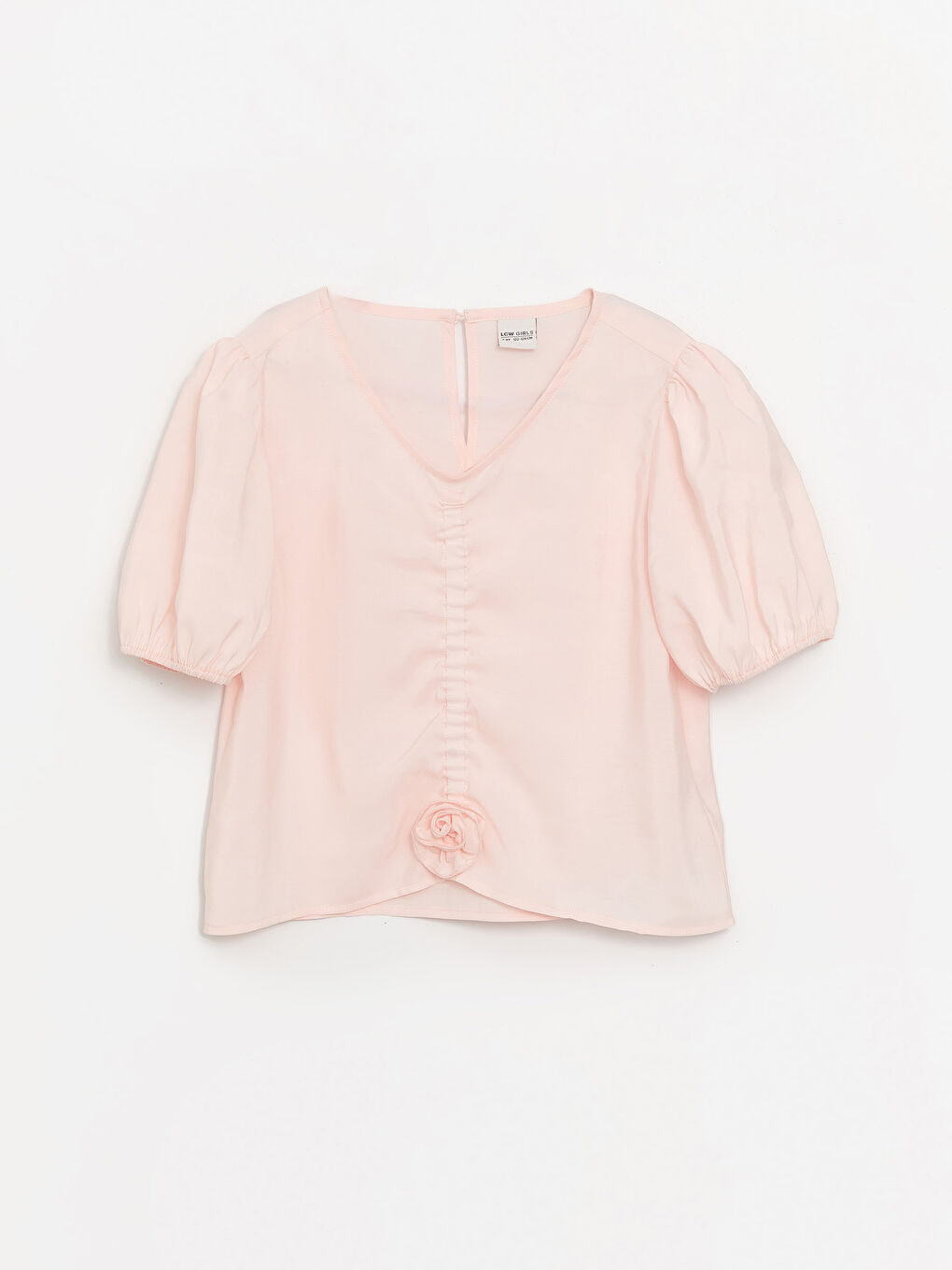 V-Neck Short Sleeve Girls' Crop Blouse -S48810Z4-FZE