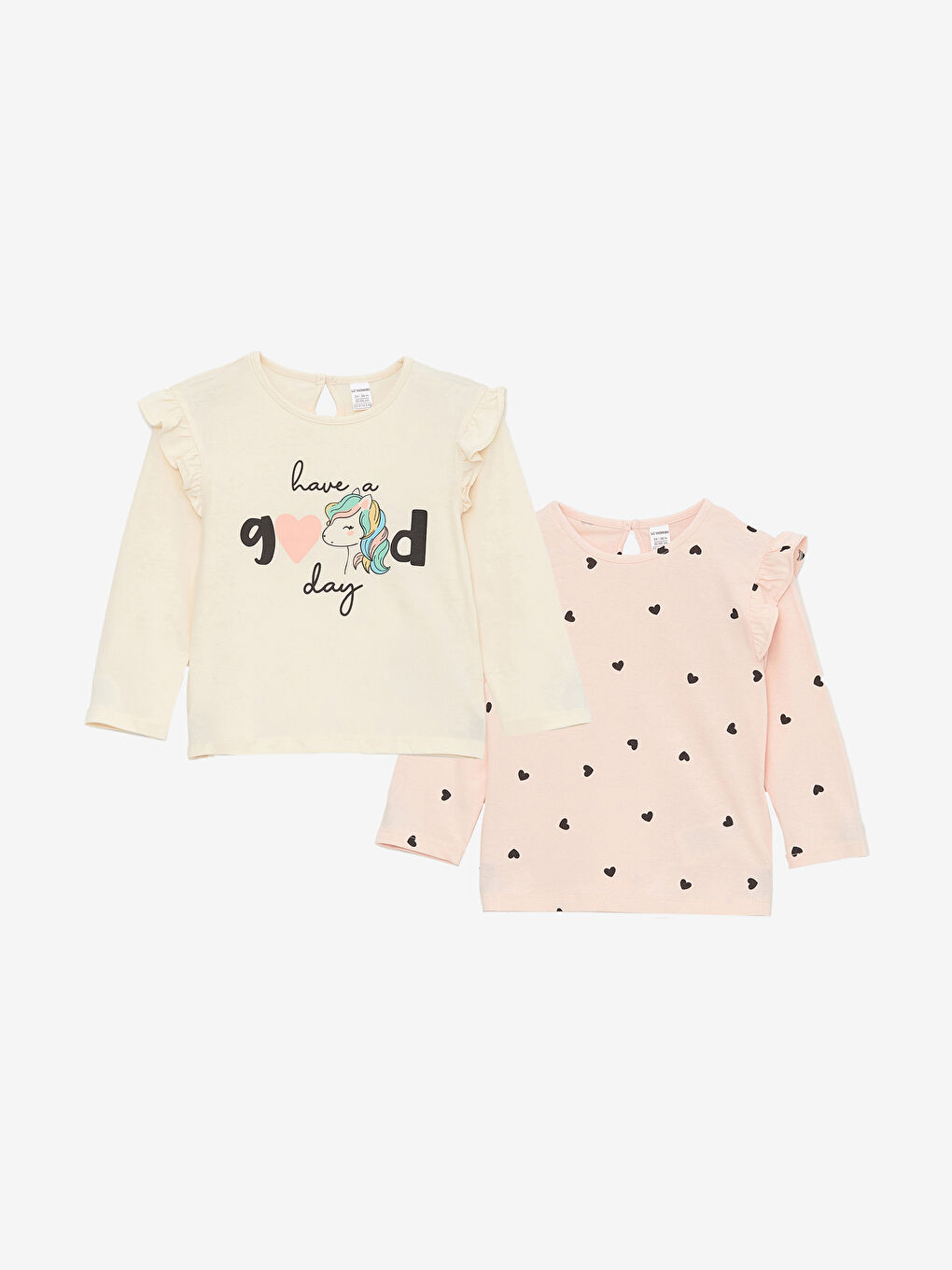 LC Waikiki Crew Neck Long Sleeve Baby Girls' T-Shirt 2 Pack -S48838Z1-FRC