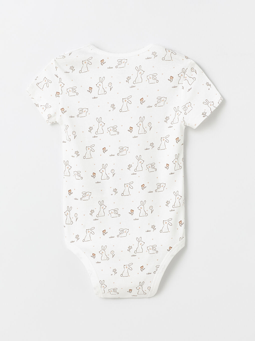 Ekru Bisiklet Yaka Baskılı Kız Bebek Çıtçıtlı Body-1