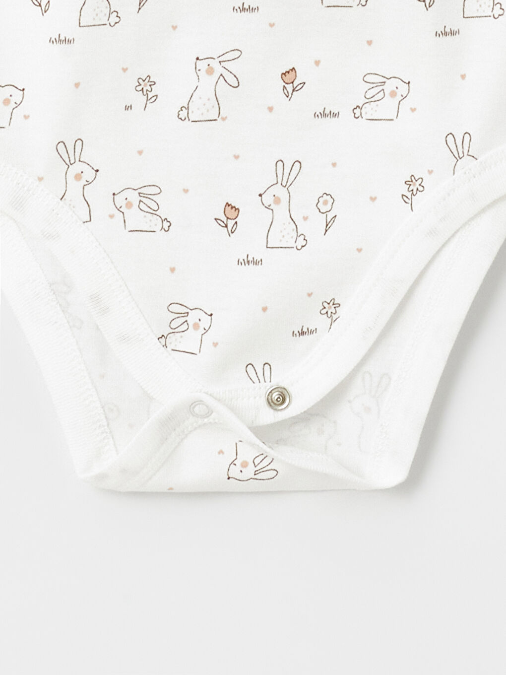 Ekru Bisiklet Yaka Baskılı Kız Bebek Çıtçıtlı Body-2