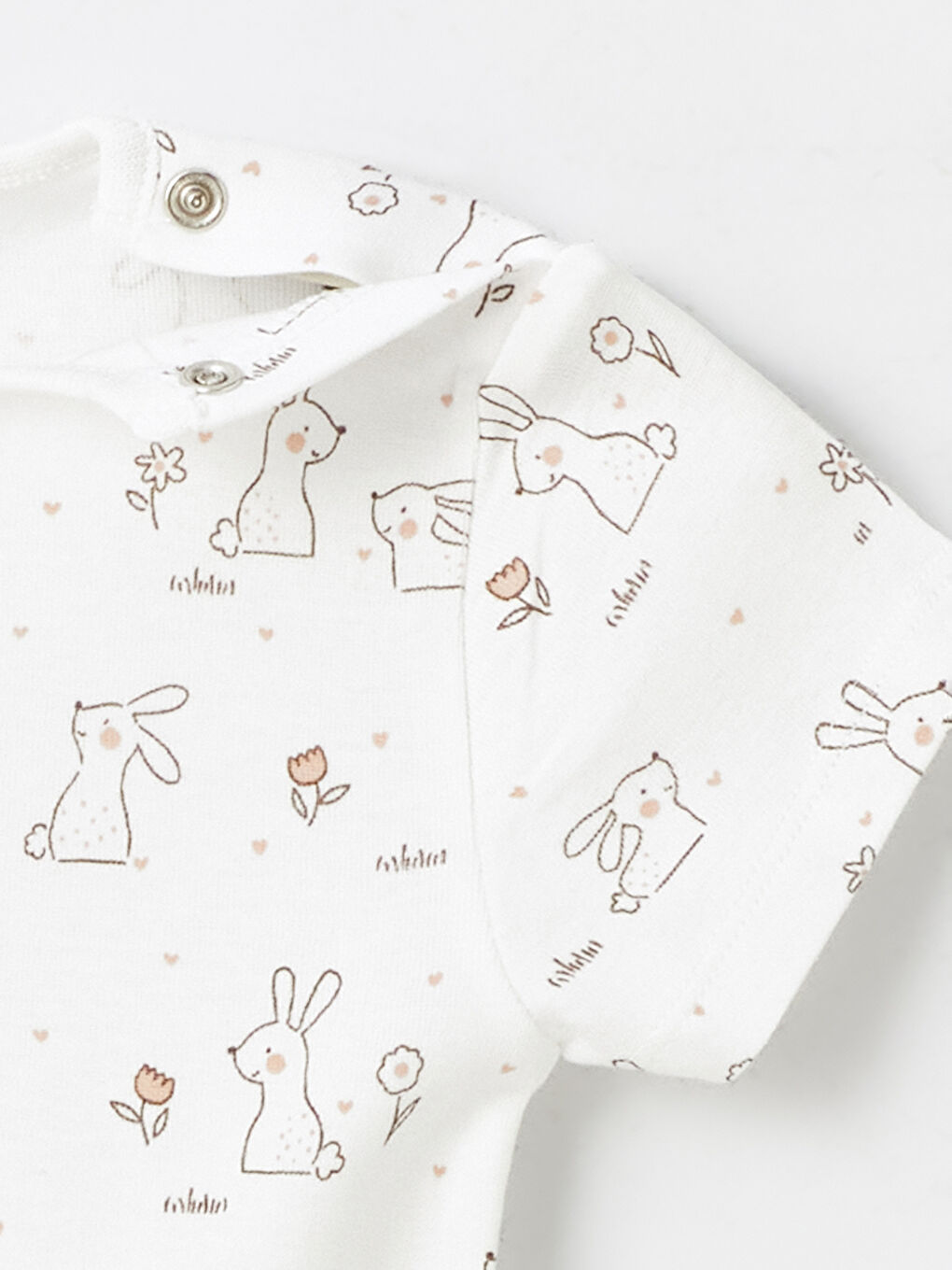 Ekru Bisiklet Yaka Baskılı Kız Bebek Çıtçıtlı Body-3