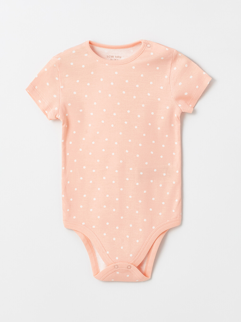 Pembe Bisiklet Yaka Puantiyeli Kız Bebek Çıtçıtlı Body