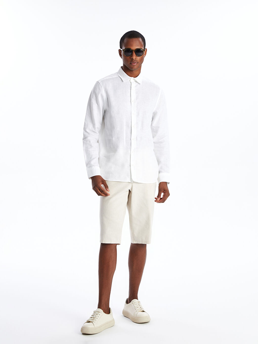 Regular Fit Long Sleeve Linen Men's Shirt -S48866Z8-Q6K