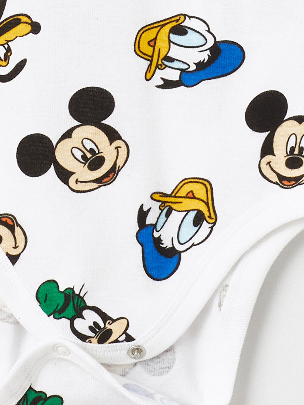 Ekru Bisiklet Yaka Kısa Kollu Mickey Mouse Baskılı Erkek Bebek Çıtçıtlı Body-3
