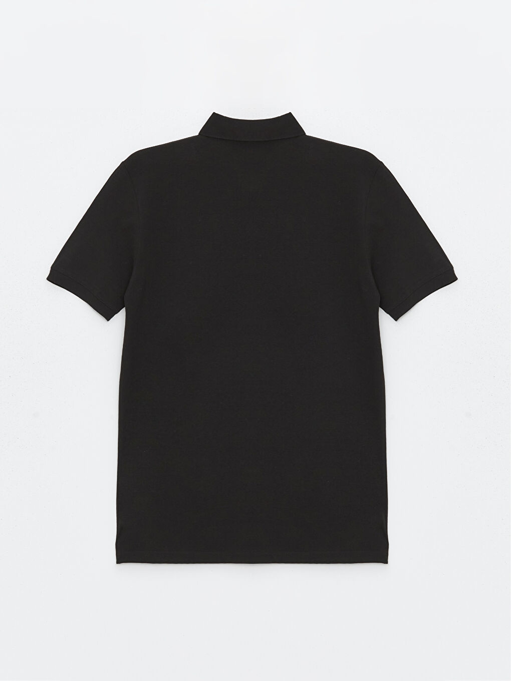 Siyah Polo Yaka Kısa Kollu Erkek Tişört-5