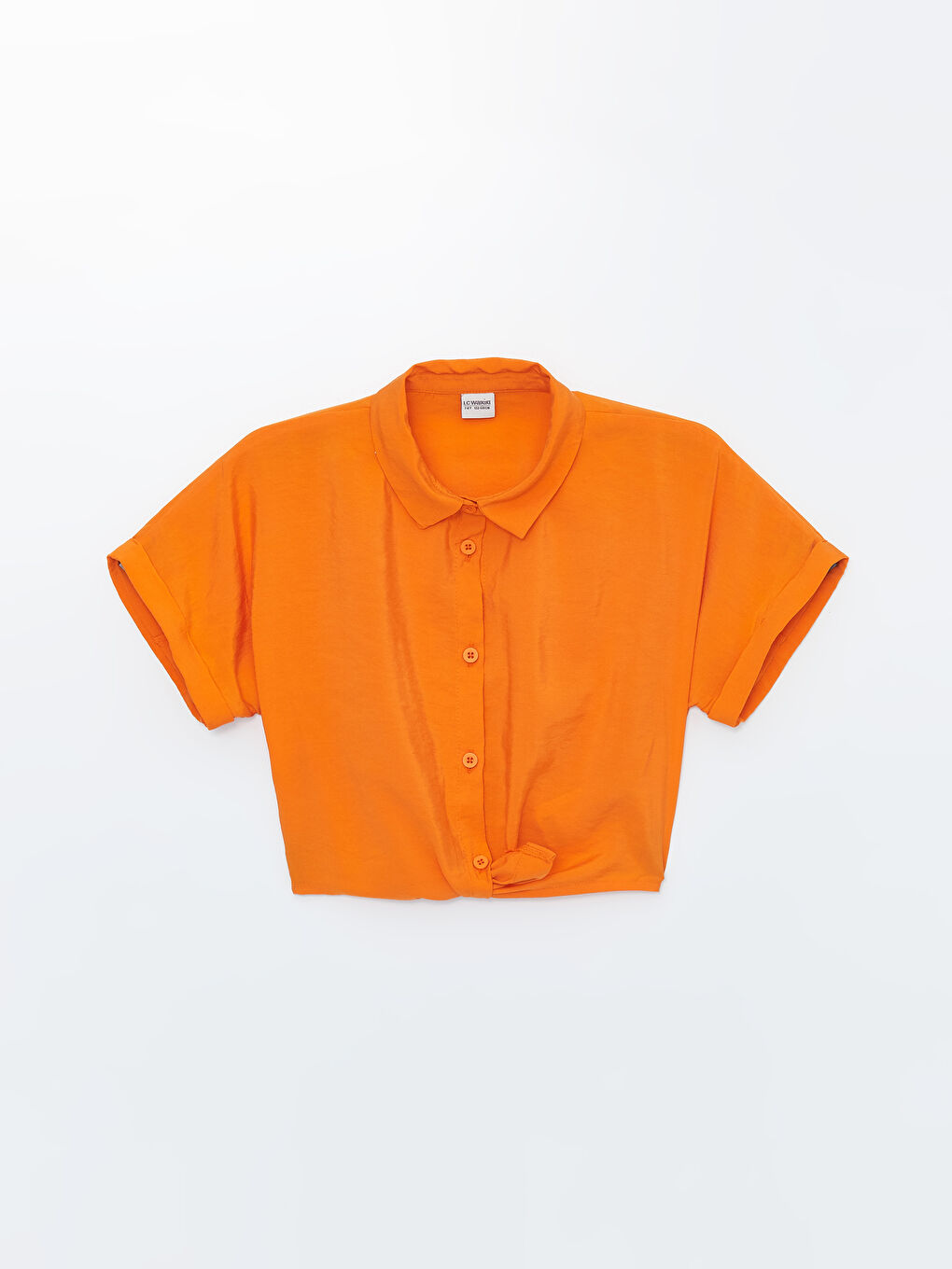 LCW Kids Turuncu Basic Kısa Kollu Kız Çocuk Crop Gömlek