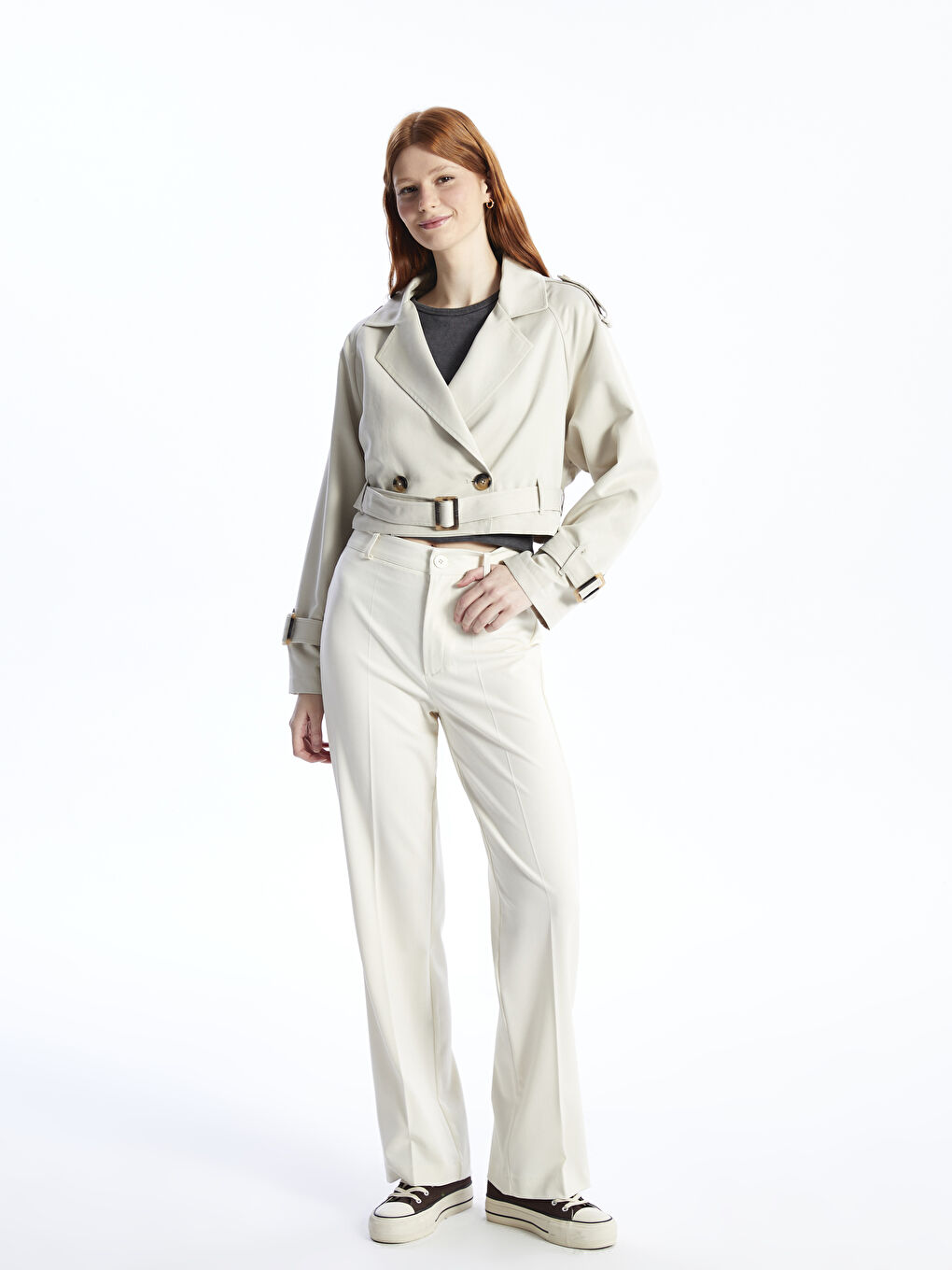 Standard Fit Plain Wide Leg Women's Trousers -S48922Z8-VKK
