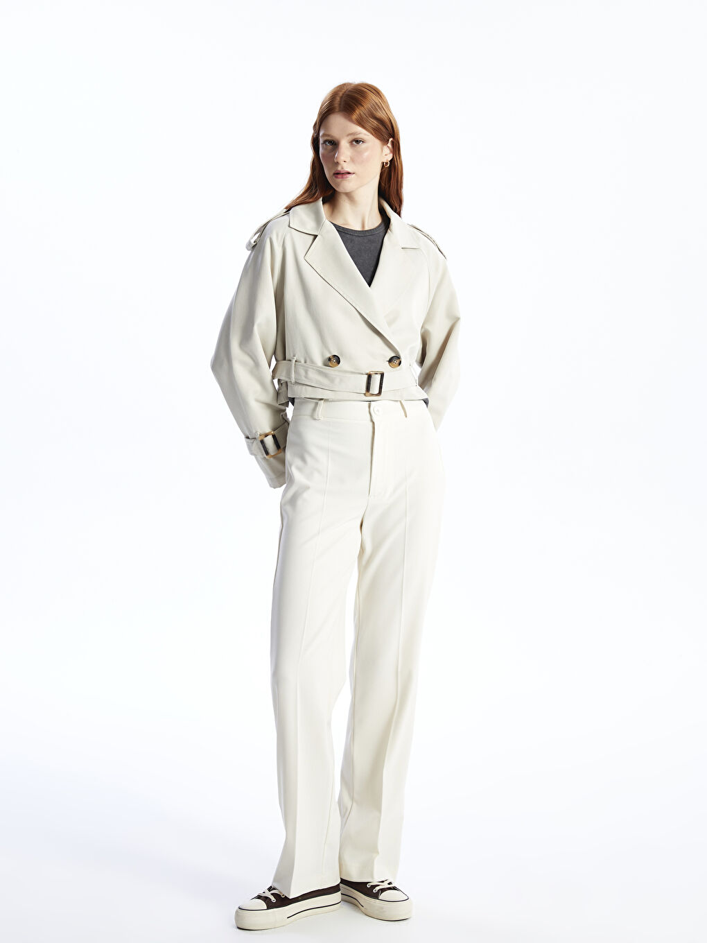 Standard Fit Plain Wide Leg Women's Trousers -S48922Z8-VKK